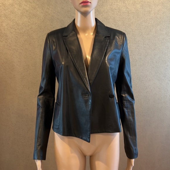 J Brand Black Leather Jacket/ Blazer - Picture 2 of 10